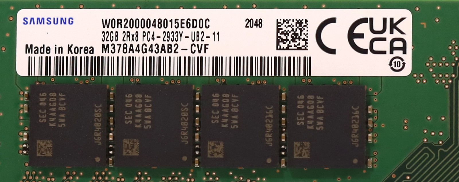 Samsung 32GB 2Rx8 PC4-2933Y-UB2-11 NON-ECC Unbuffered Memory M378A4G43AB2-CVF