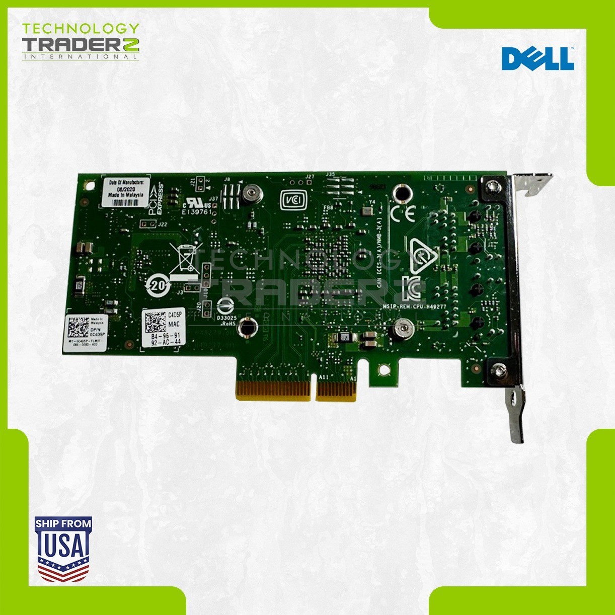 C4D5P Dell X550-T2 10Gbps PCIe Dual Port Network Adapter 0C4D5P W/ Short Bracket