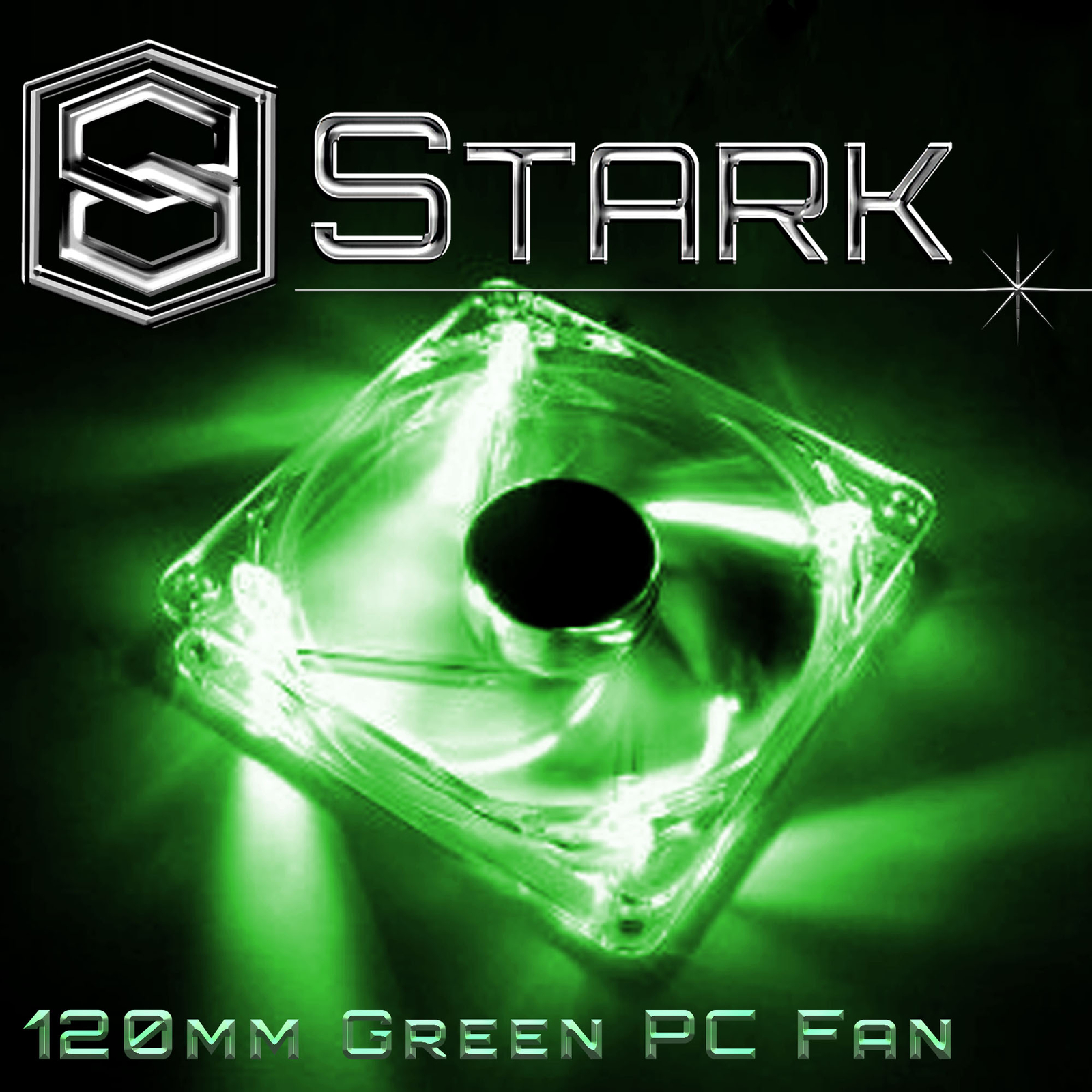 1x Green 120mm 4-LED Quad Light Neon PC Computer Case Clear Cooling Fan Mod