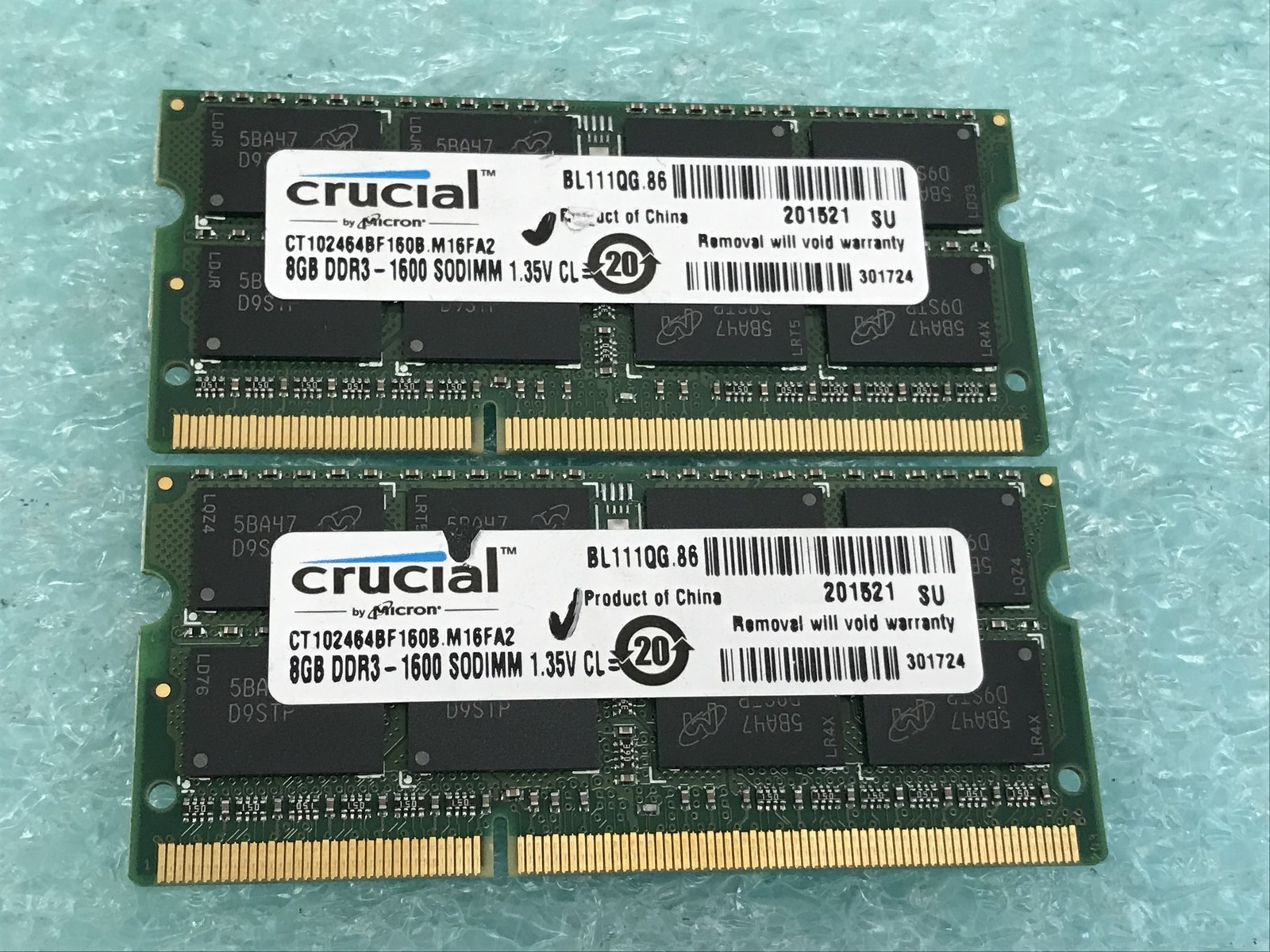 16GB(2 x 8GB) Crucial CT102464BF160B.M16FA2 DDR3-1600 SODIMM Laptop RAM – R677A