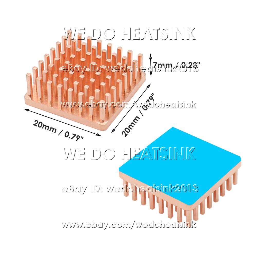 20x20x7mm Copper Heat Sink With or Without Tape For IC Electronic CPU LAN AMD