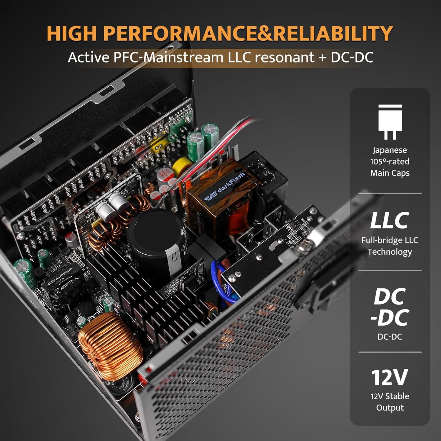 darkFlash PMT1050 Fully Modular Power Supply ATX 3.1 & PCIe 5.1 80 Plus Gold