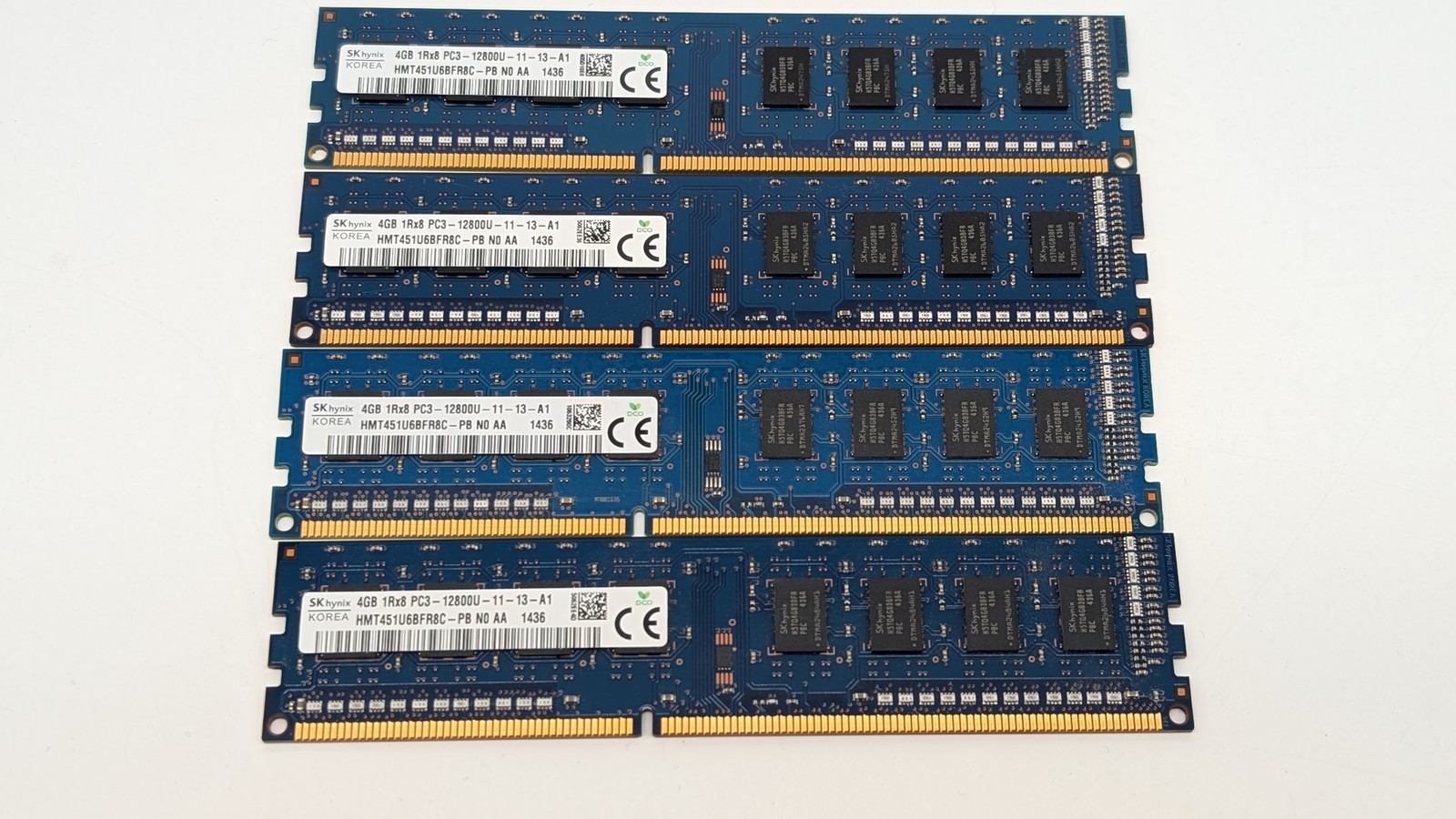 SK Hynix 16GB Kit (4x4GB) 1Rx8 PC3-12800U 1600MHz Desktop RAM (HMT451U6BFR8C-PB)