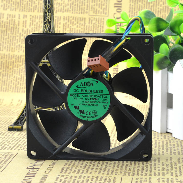ADDA AD0912UX-A7BGL 92 x 92 x 25mm Case/CPU Cooling Fan PWM DC12V 0.5A 4Pin