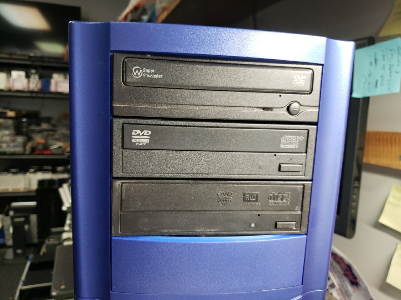 Classic TOWER COMPUTER CASE blue with 300w power supply & extras free ship