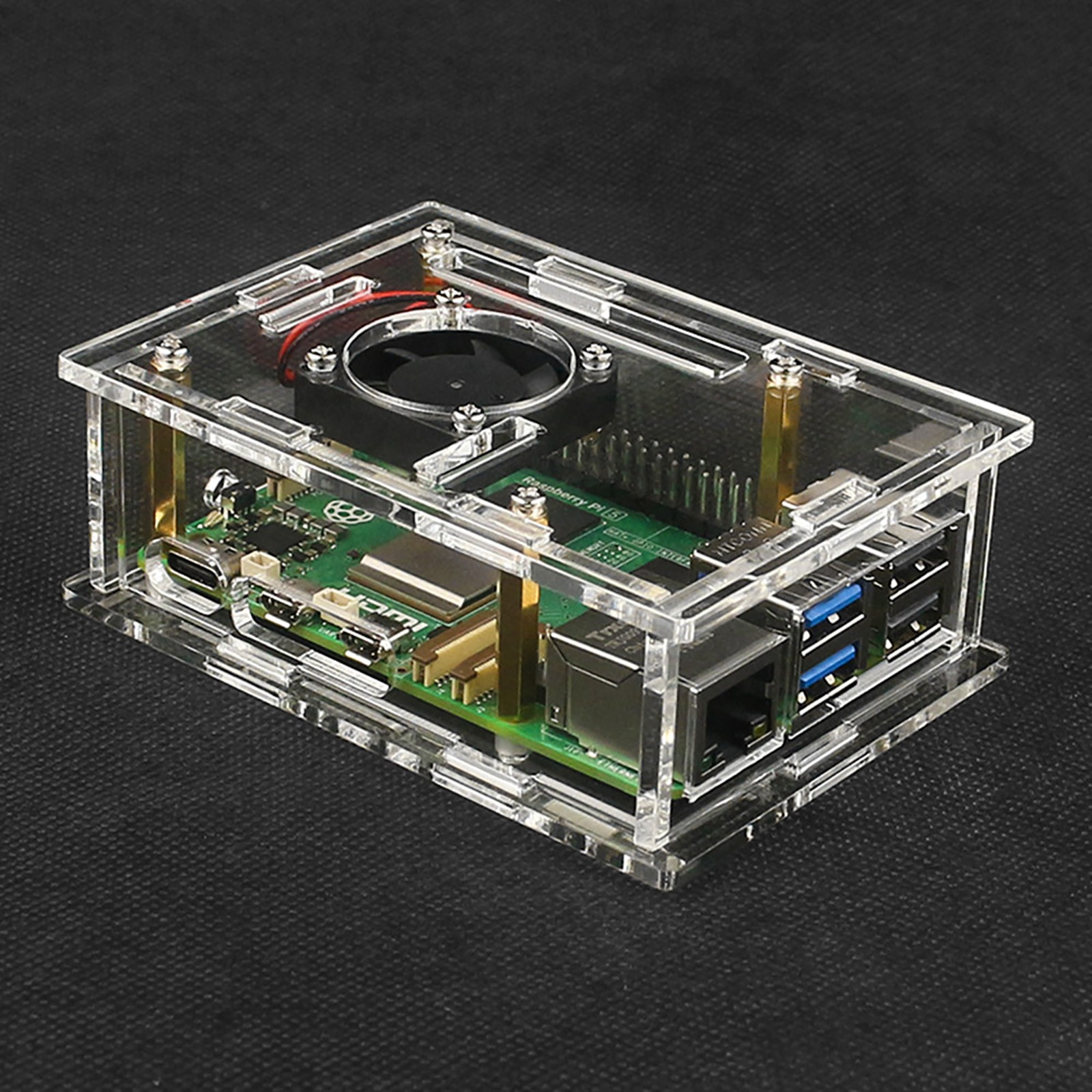 High Quality Acrylic Protective Case With Heat Cooling Fan for Raspberry Pi 5