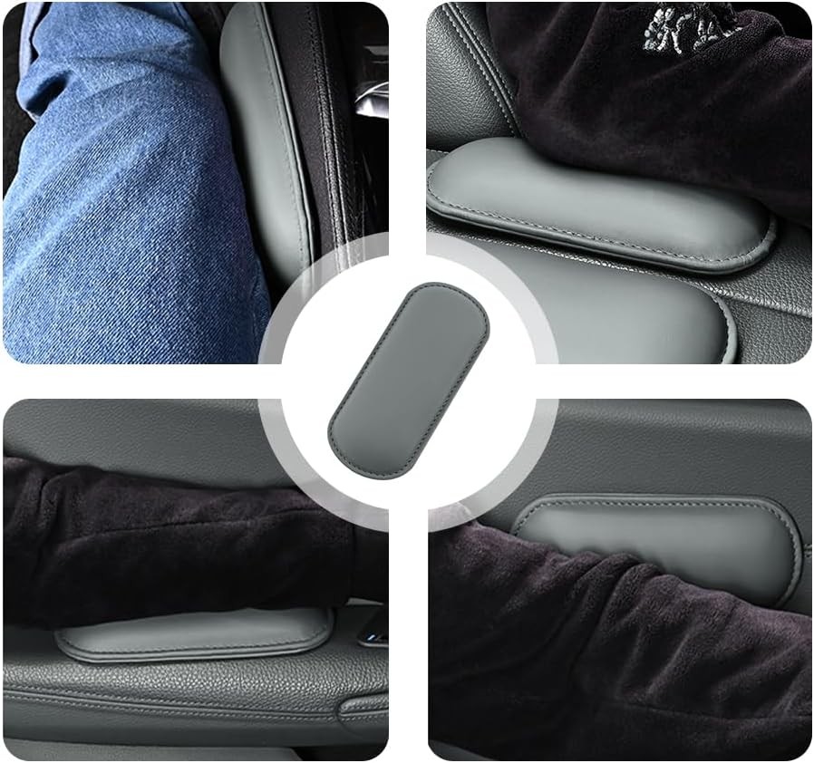 2PCS Car Door Armrest Pads,Soft Leather+Memory Foam Knee Pads for Gray