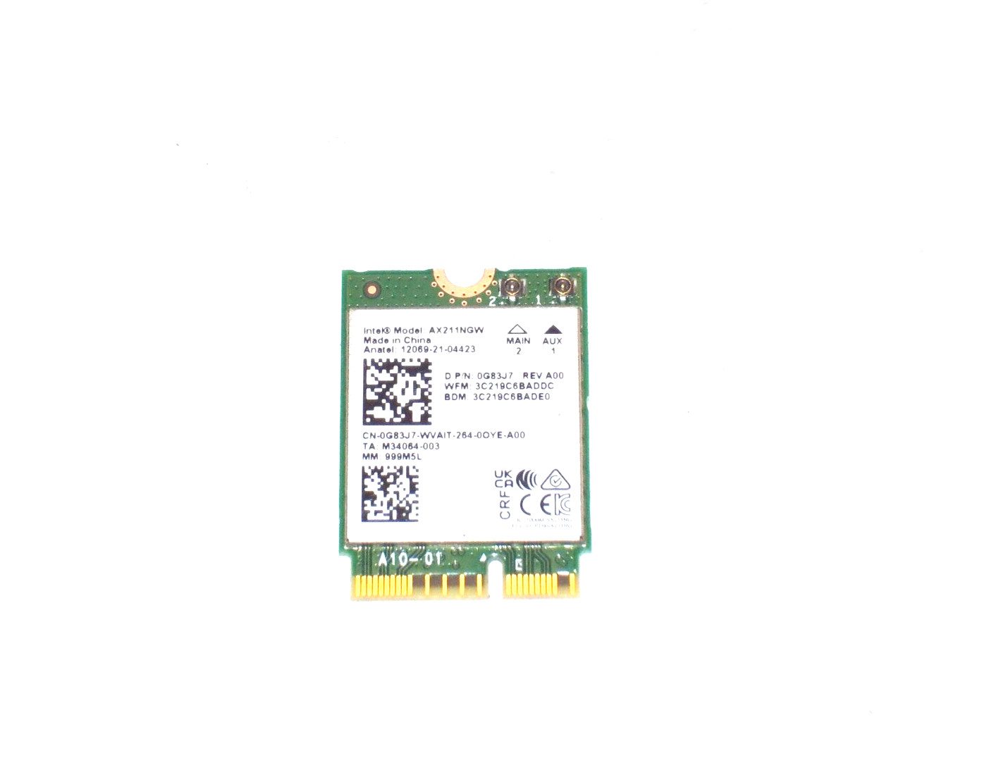 NEW OEM Intel Wi-Fi 6E AX211NGW M.2 2230 CNVio2 Key E 802.11ax Wi-Fi Card G83J7