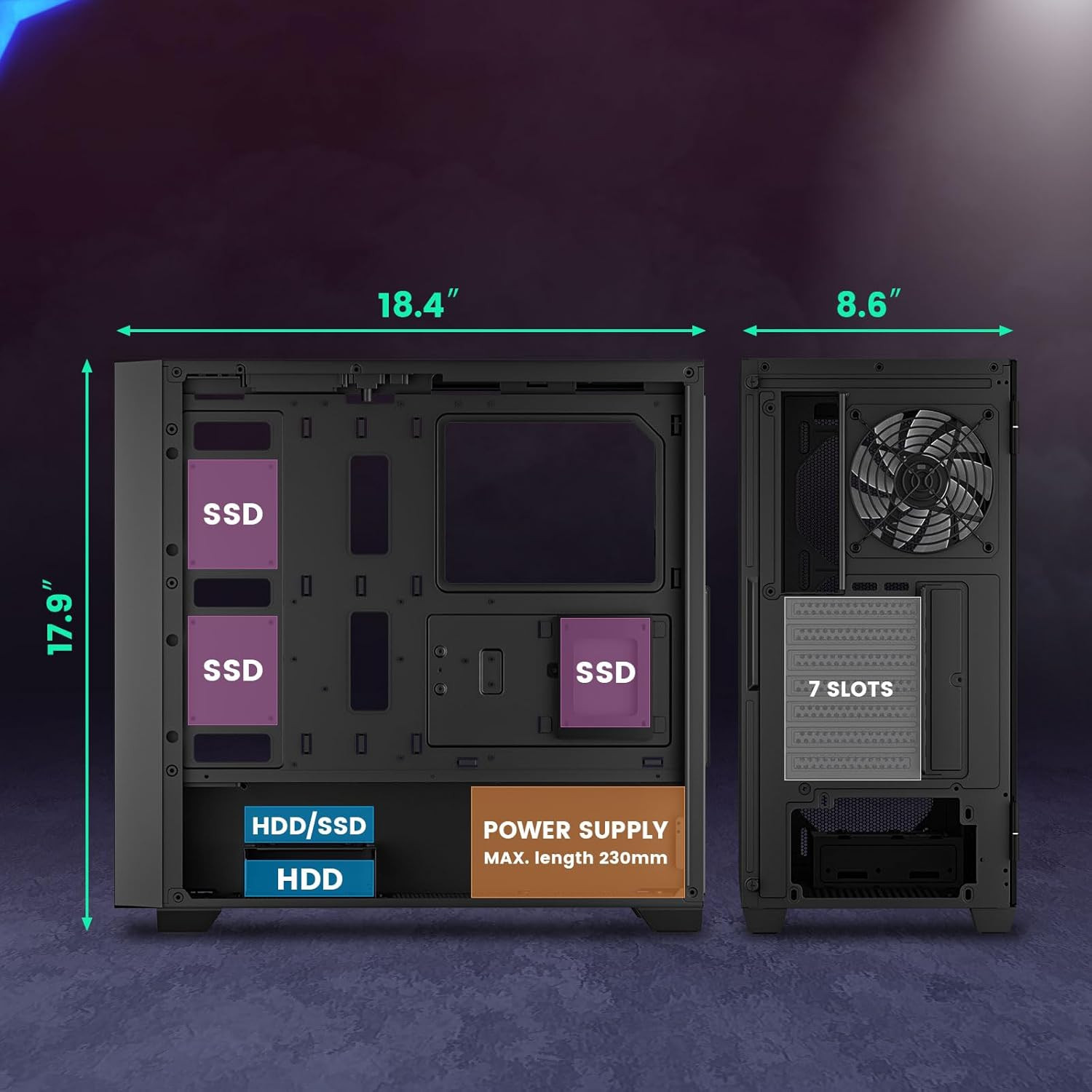 AL800 Full Tower PC Computer Case – Door Opening Design Tempered Glass, E-ATX/AT