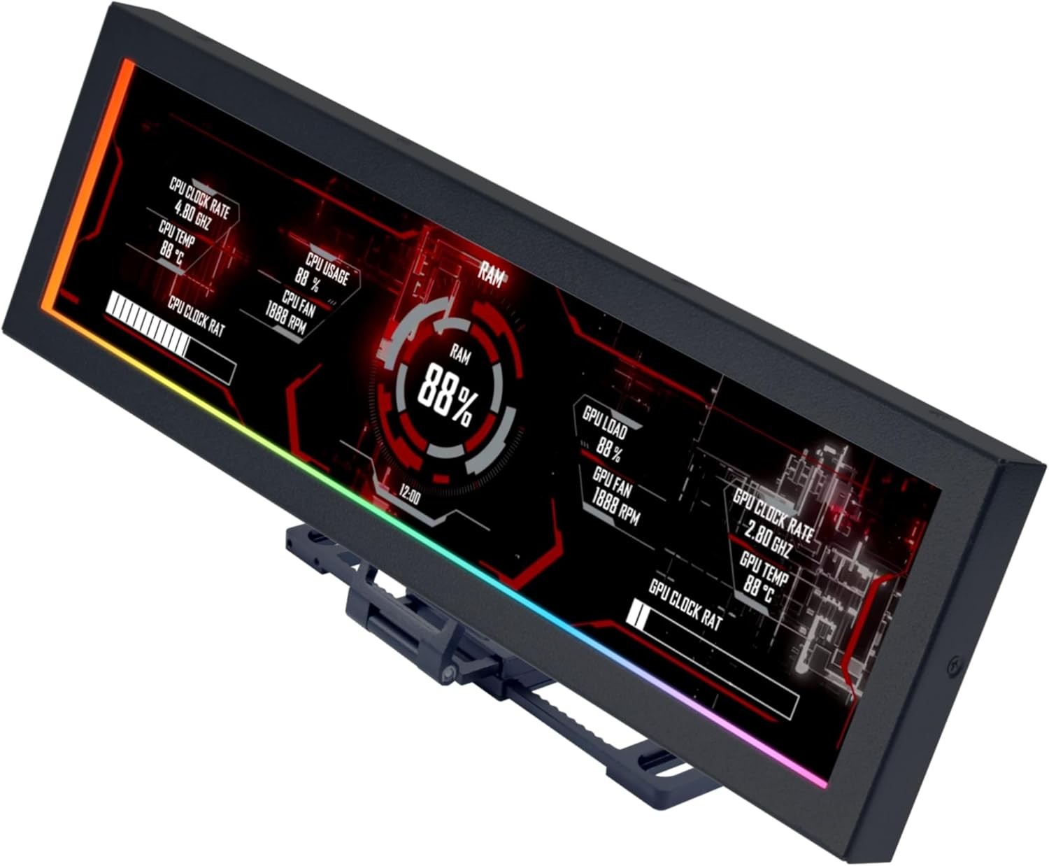 Lian Li 8.8 Inch Universal ARGB Frame LCD Mini Monitor for PC Black