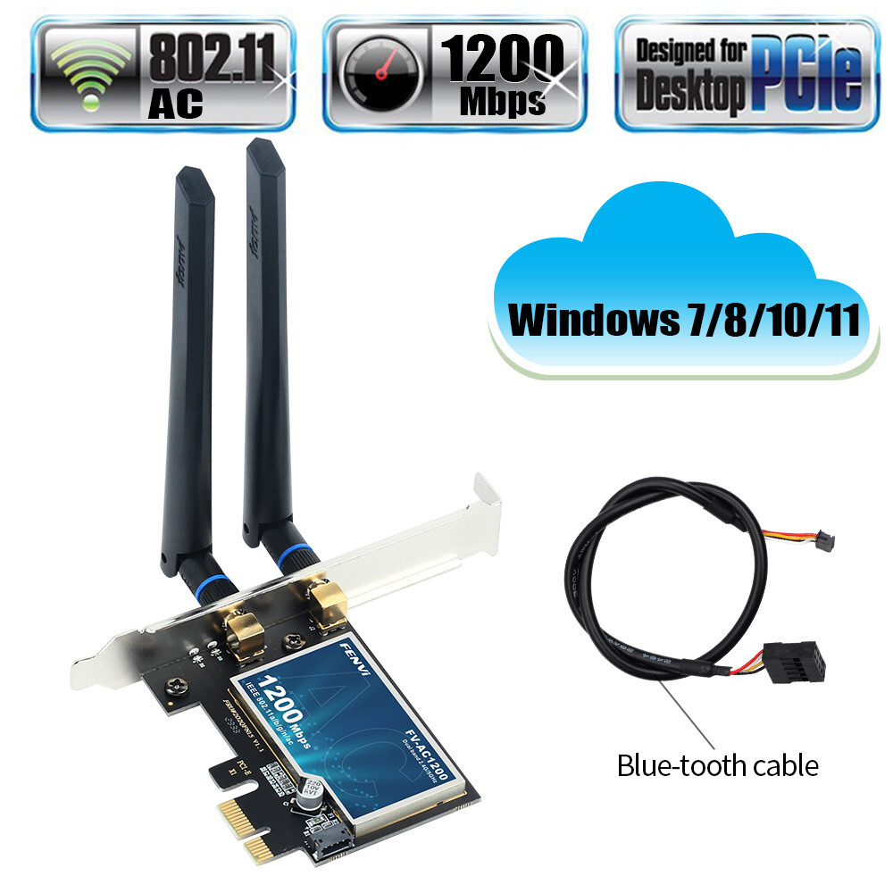 FV-AC1200 Dual Band PCIE WiFi Adapter Desktop PC Wireless Network Bluetooth Card