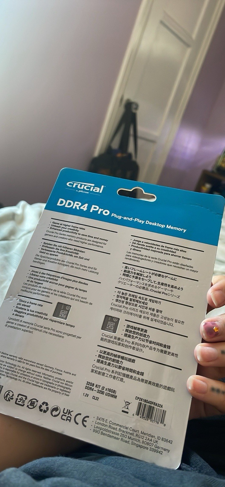 Crucial DDR4 Pro 32GB (2x16GB) 3200MHz UDIMM Intel XMP 2.0 Ready