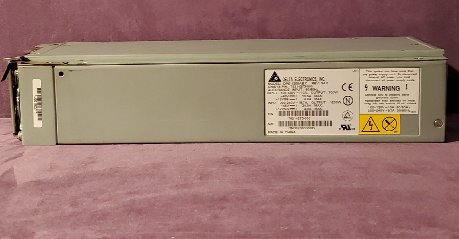 DELTA ELECTRONICS MODEL: DPS-1200AB C REV S4.0 POWER SUPPLY 1200W