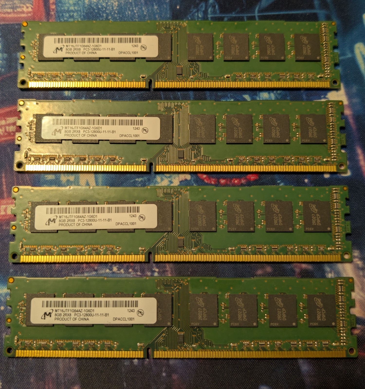 Micron 32GB Kit (4x8GB) DDR3-1600 PC3-12800 Desktop RAM MT16JTF1G64AZ-1G6D1