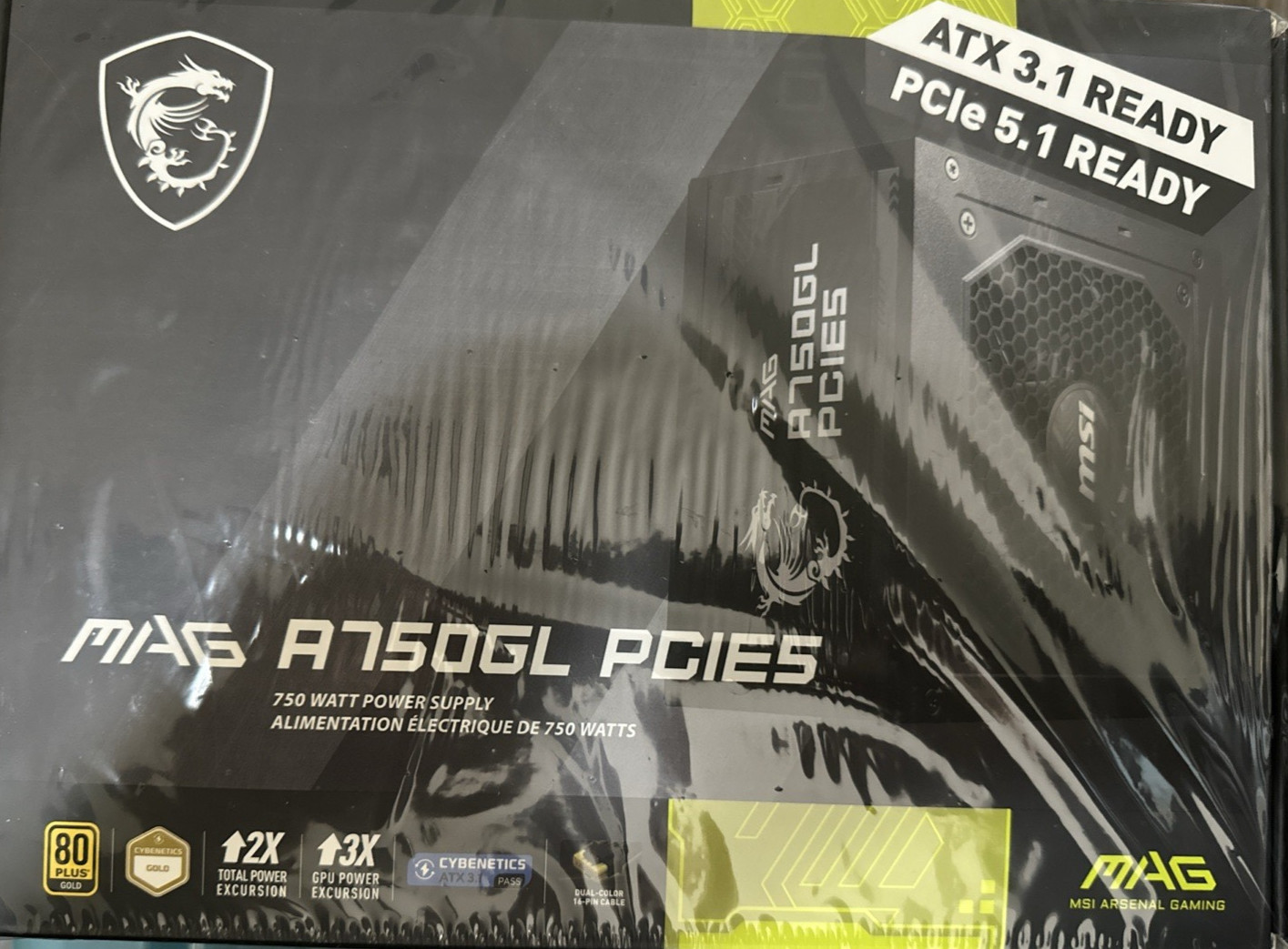 MSI MAG A750GL PCIE 5.1 750W Cybenetics ATX 3.1 Power Supply