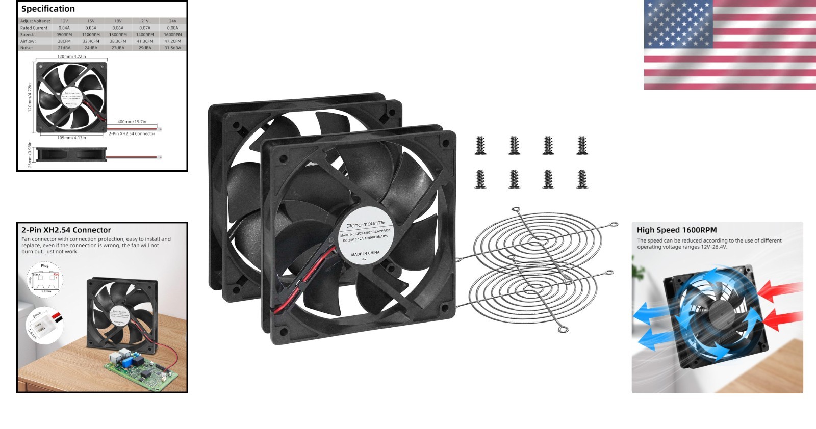 Versatile 24V Cooling Fan Set – Perfect for Electronics, DIY, & RV Refrigerators