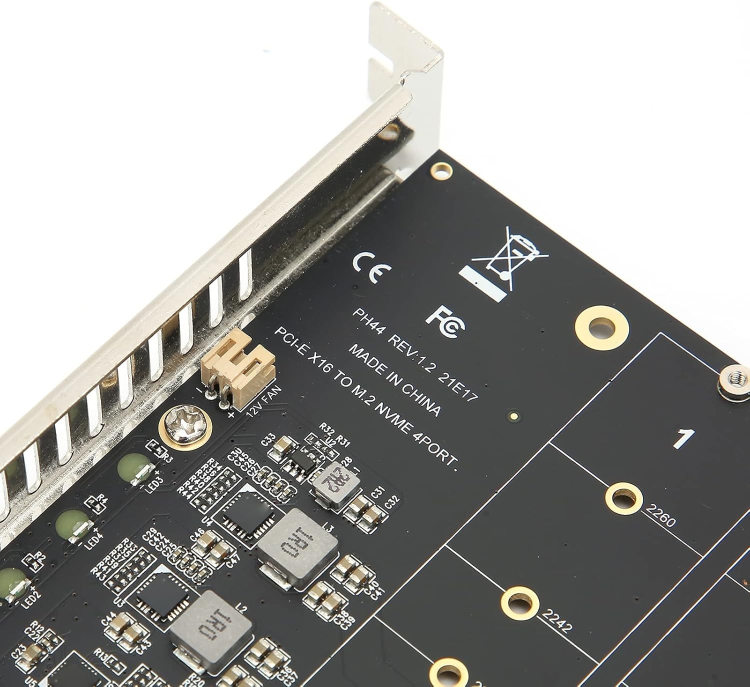 4-Port M.2 NVME SSD to PCIe 3.0 4.0 X16 Connector Expansion Card 4 x 32Gbps