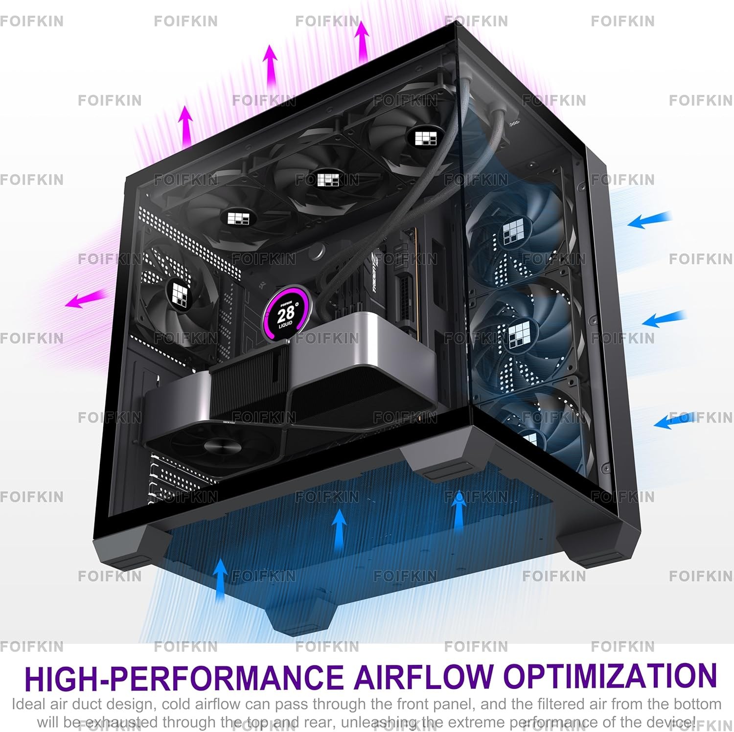 F300 (2025) PC Case – Pre-Installed 4 No RGB Fan, ATX Mid-Tower Computer Case, G