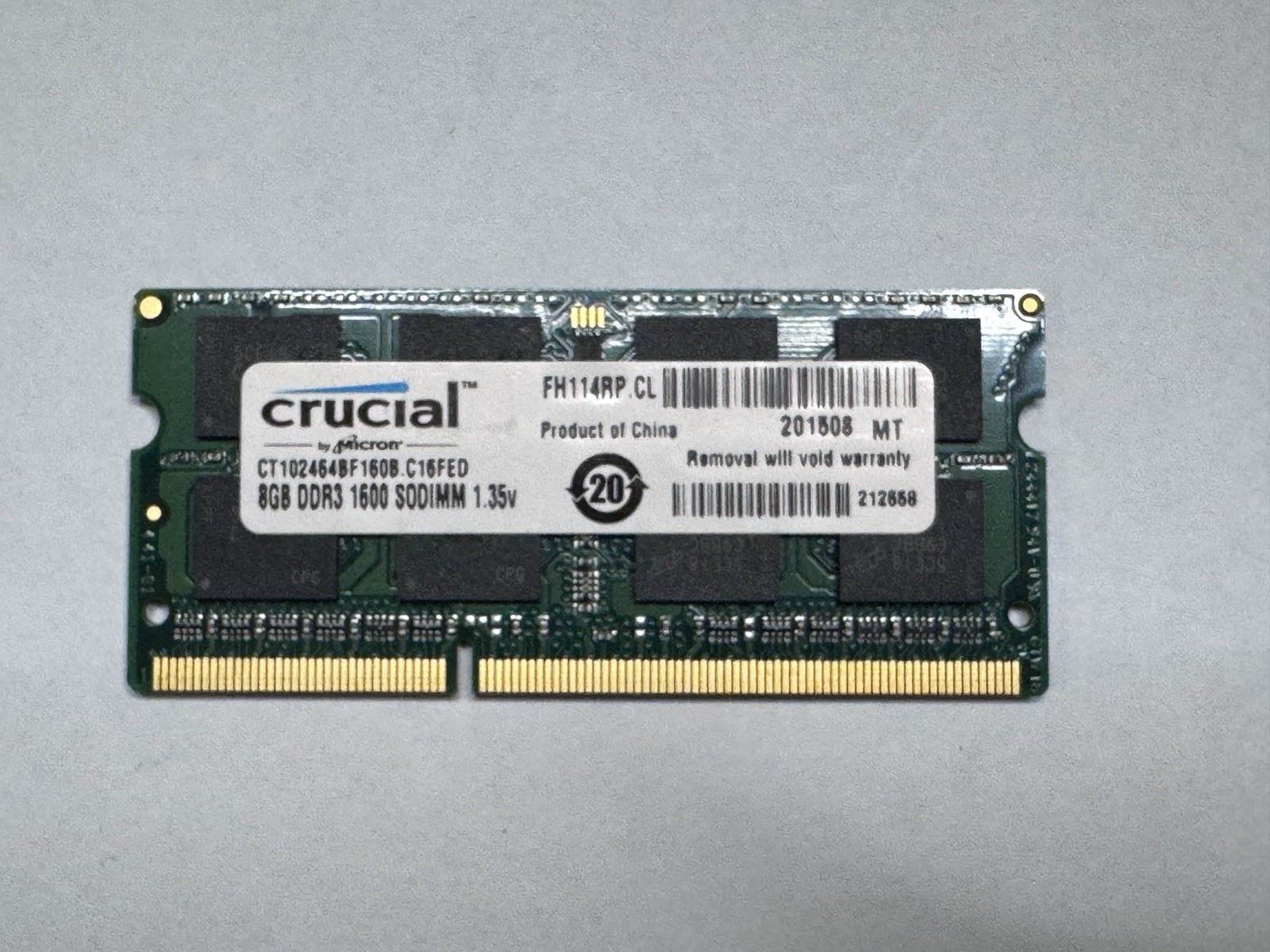 Crucial CT102464BF160B 8GB SO-DIMM PC3-12800 (DDR3-1600) Memory Module