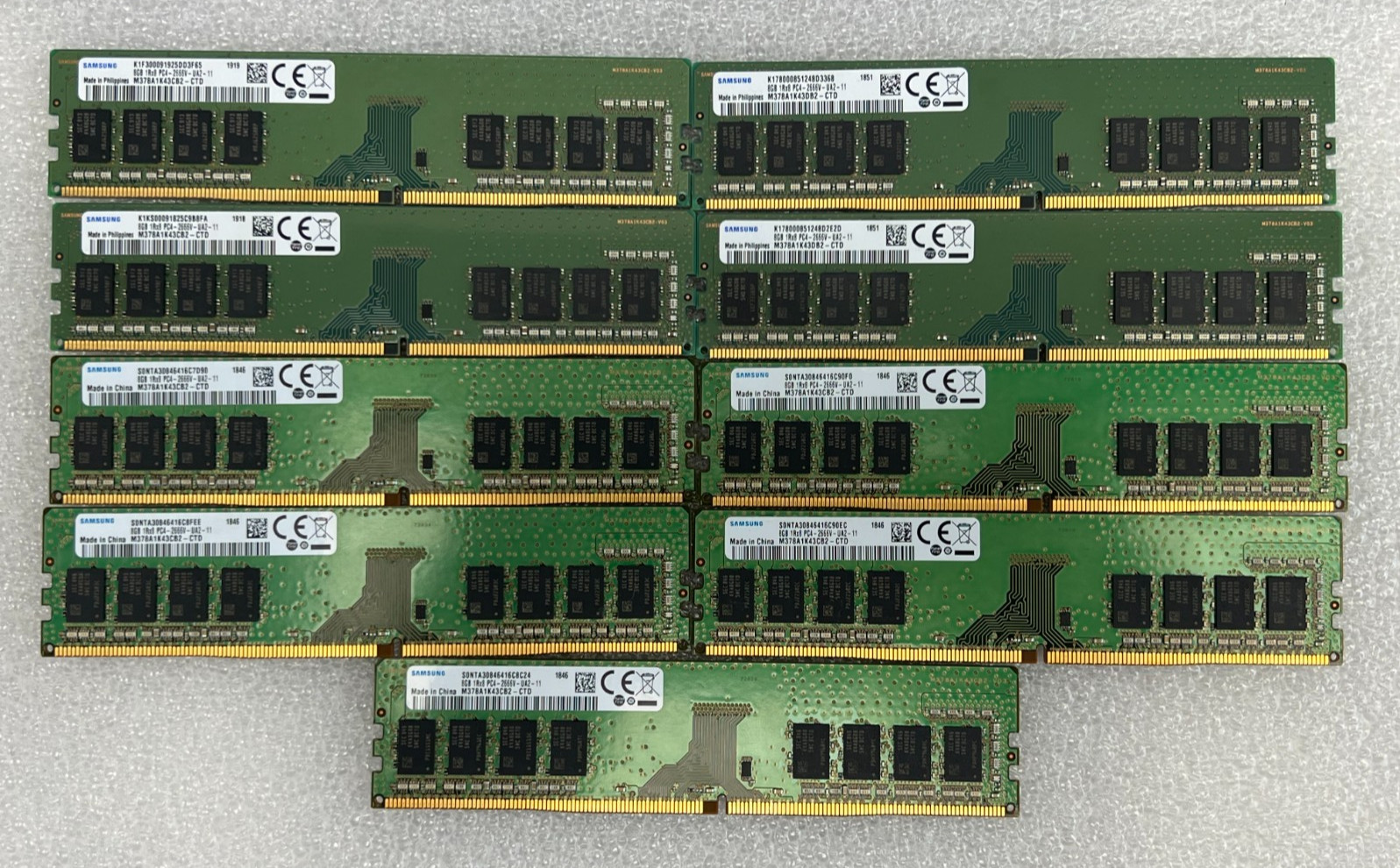 LOT 9X Samsung 8GB (72GB) 2666MHz 288-pin UDIMM DDR4 Desktop Memory Ram TESTED