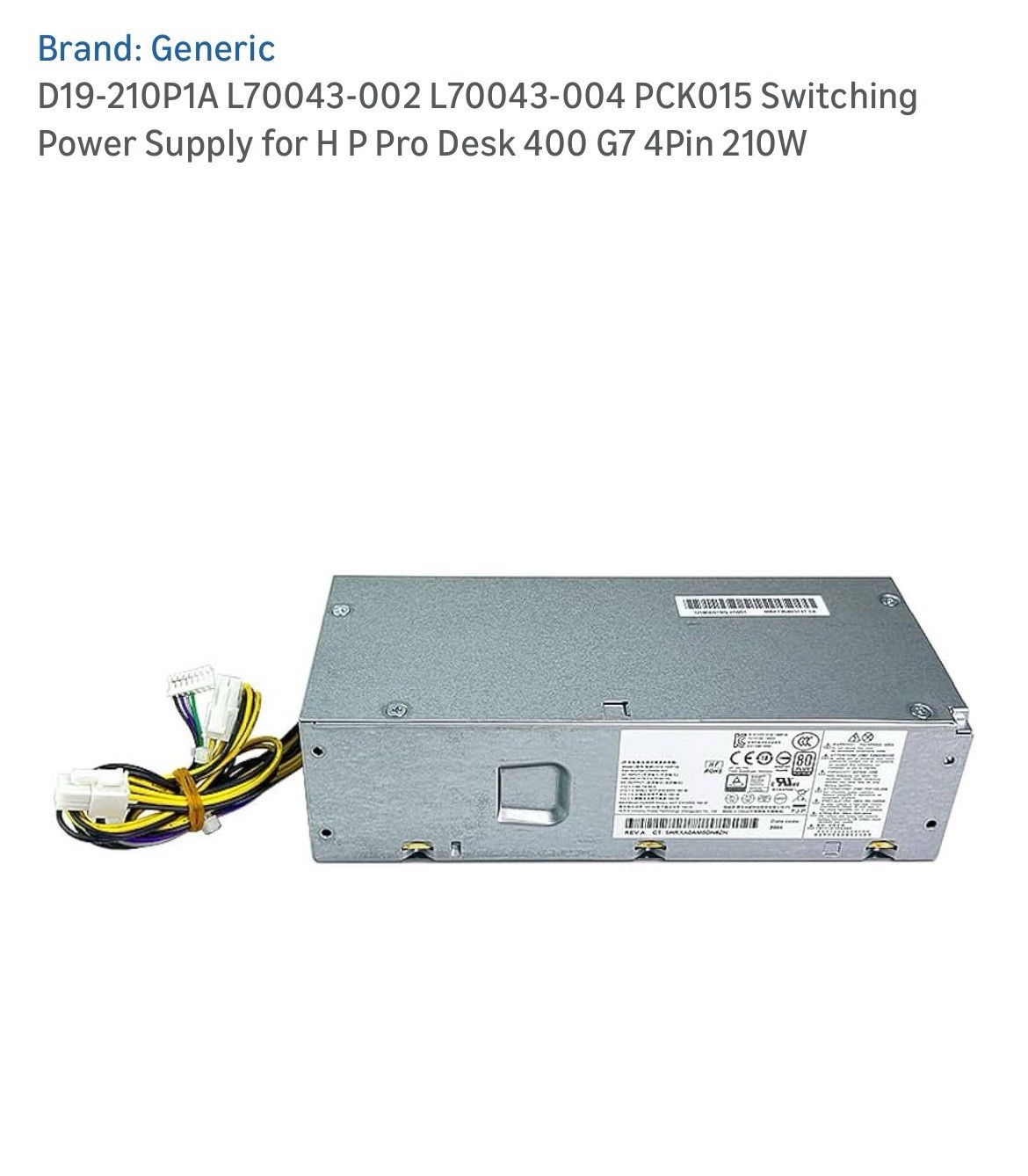 D19-210P1A L70043-002 L70043-004 PCK015 Switching Power Supply for H P Pro Desk