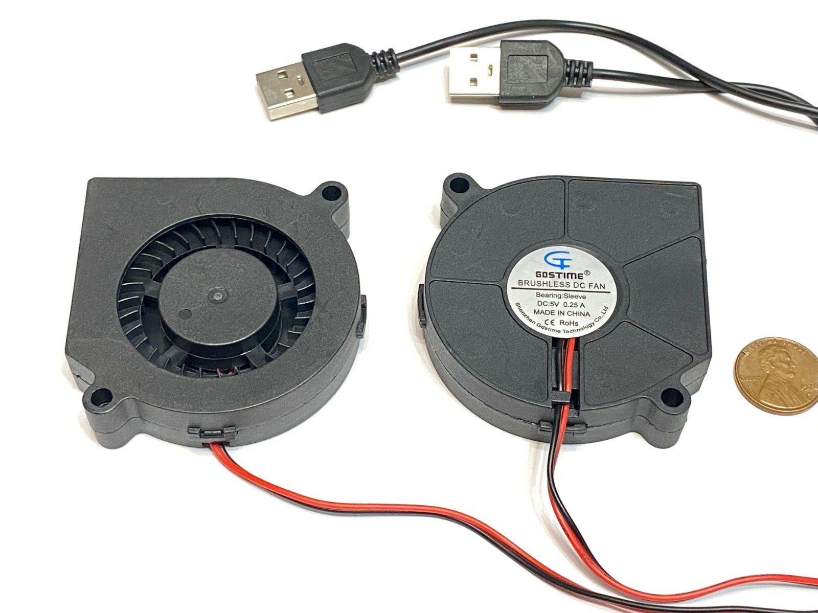 2 Pieces USB PLUG 60mm 5v fan Brushless Centrifugal Blower Computer Gdstime C28