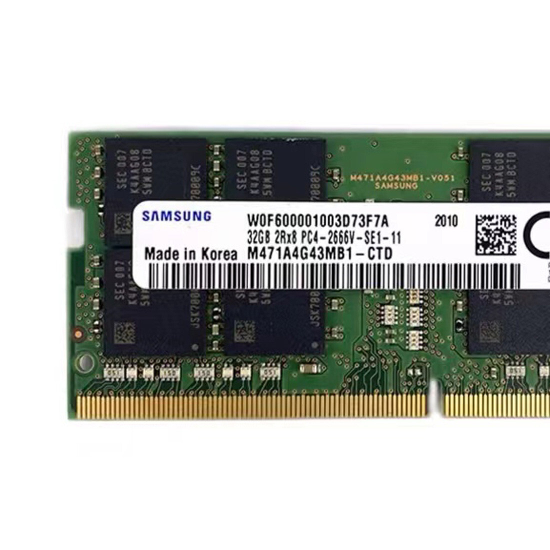 Samsung 128GB (4X32GB) DDR4 2666MHz PC4-21300 SODIMM Memory Ram M471A4G43MB1-CTD