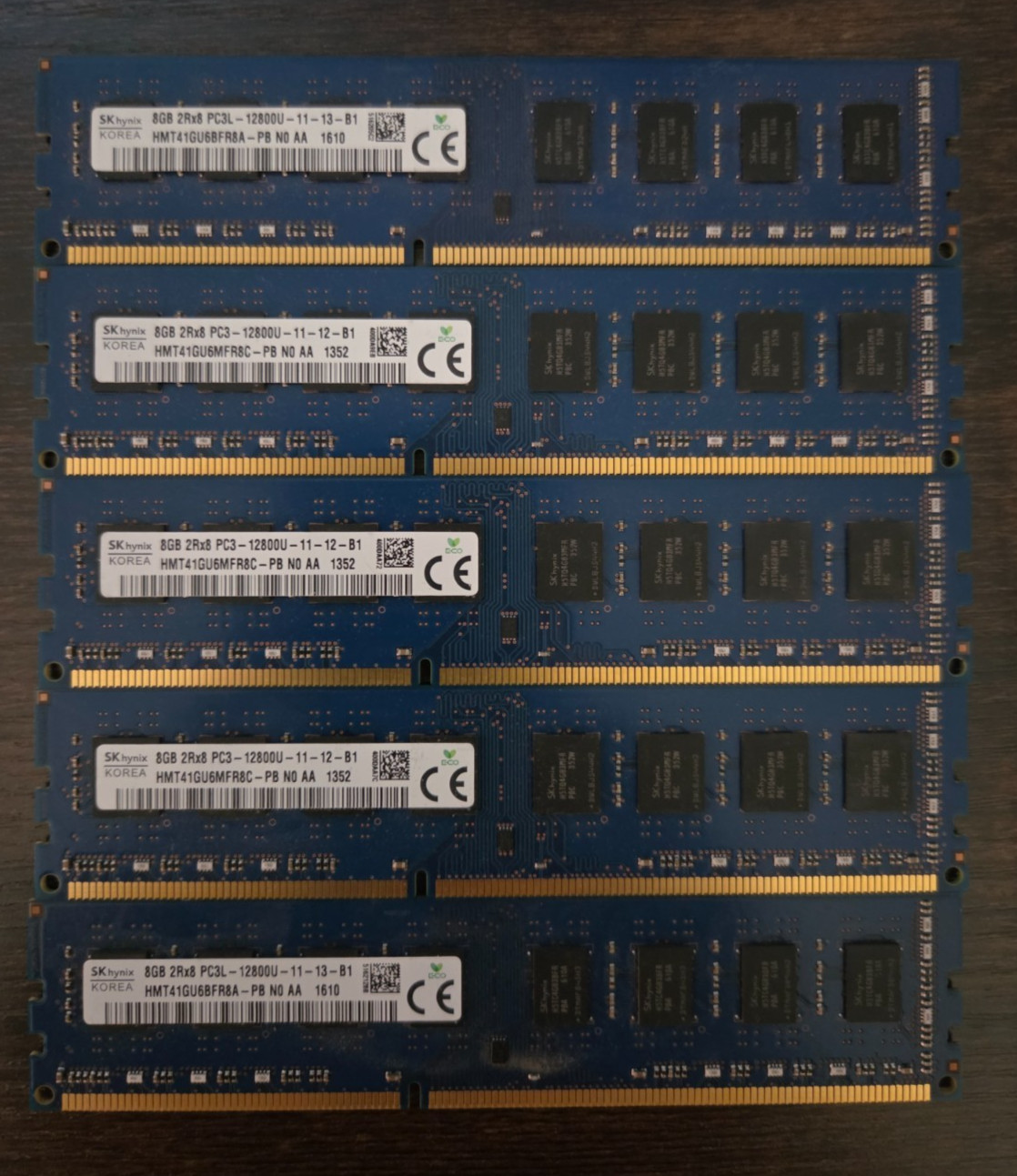 LOT OF 5 SK Hynix 8GB 2Rx8 PC3L-12800U Desktop Memory RAM DIMM