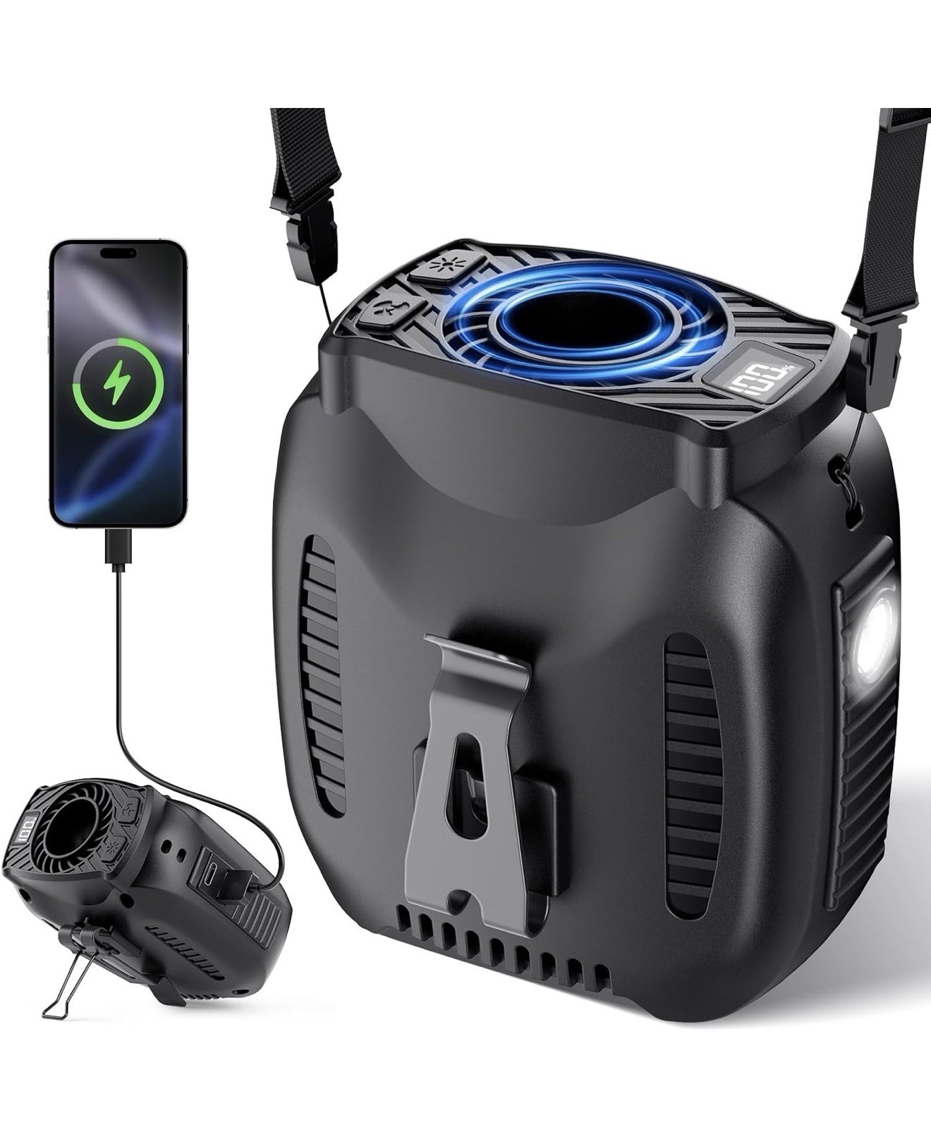 16000mAh Portable Waist Fan Rechargeable, 16000RPM 5-Speeds Strong Airflow, 4…