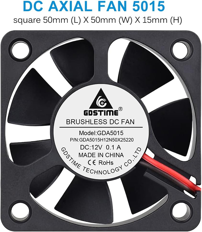 5015 50Mm X 50Mm X 15Mm 12V Dc Brushless Cooling Fan (2Pack)