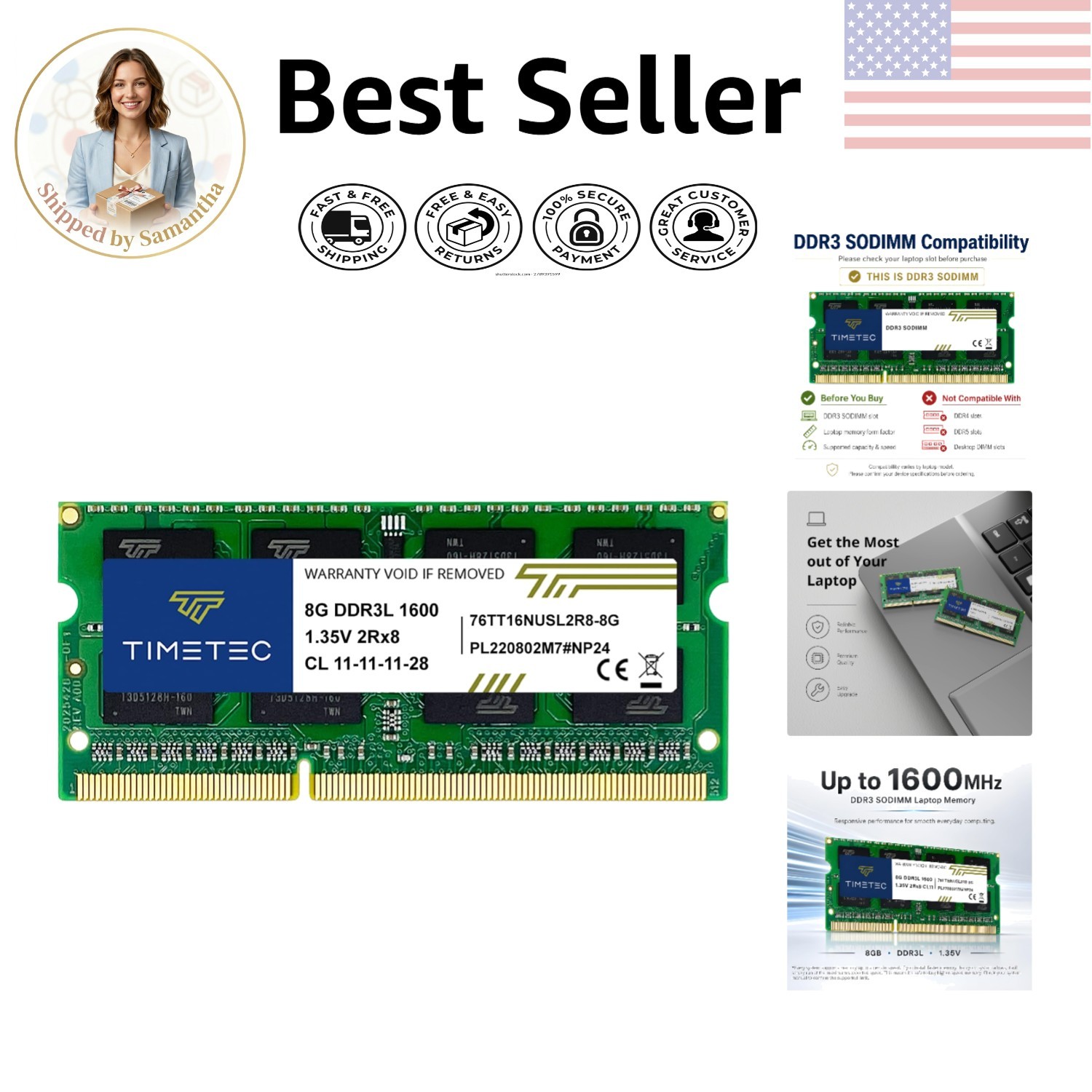 8GB Green PC3L-12800 SODIMM RAM – Reliable 1600MHz Memory Upgrade for Laptops