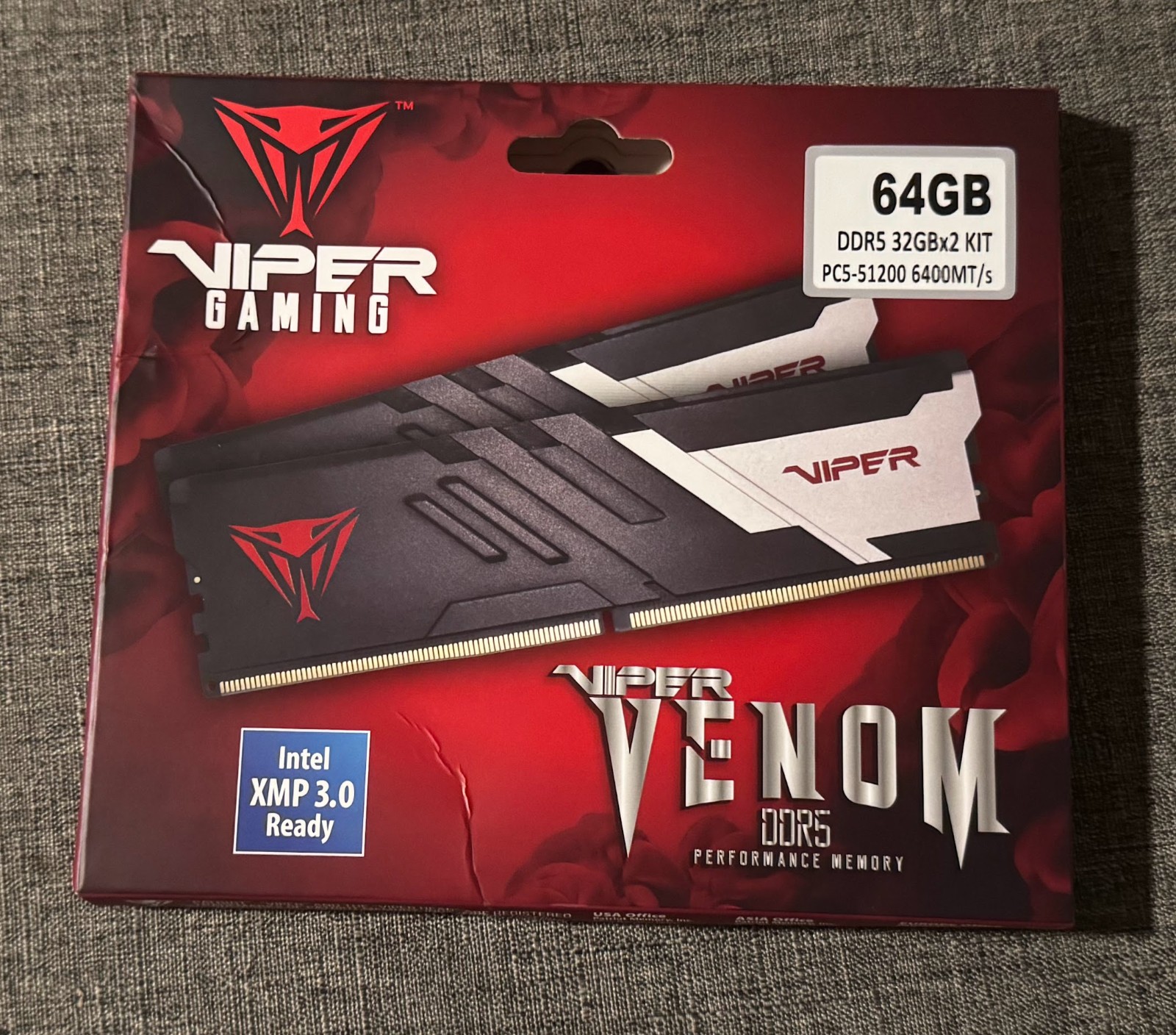 Patriot Viper Venom 64GB (2x32GB) DDR5 (6400CL32 OR 6000CL30 PROFILES)
