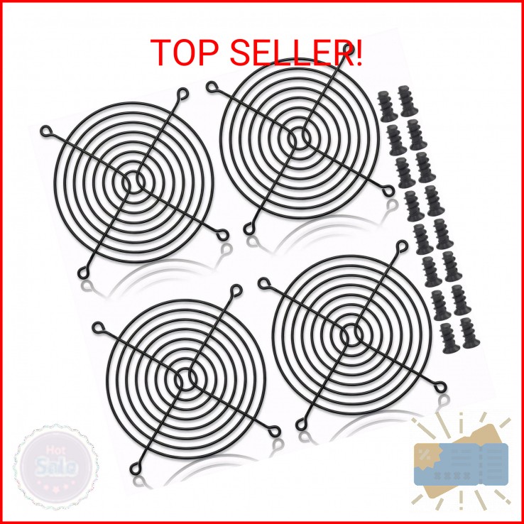 Easycargo 4pcs 120mm Fan Grill Guard Black with Screws