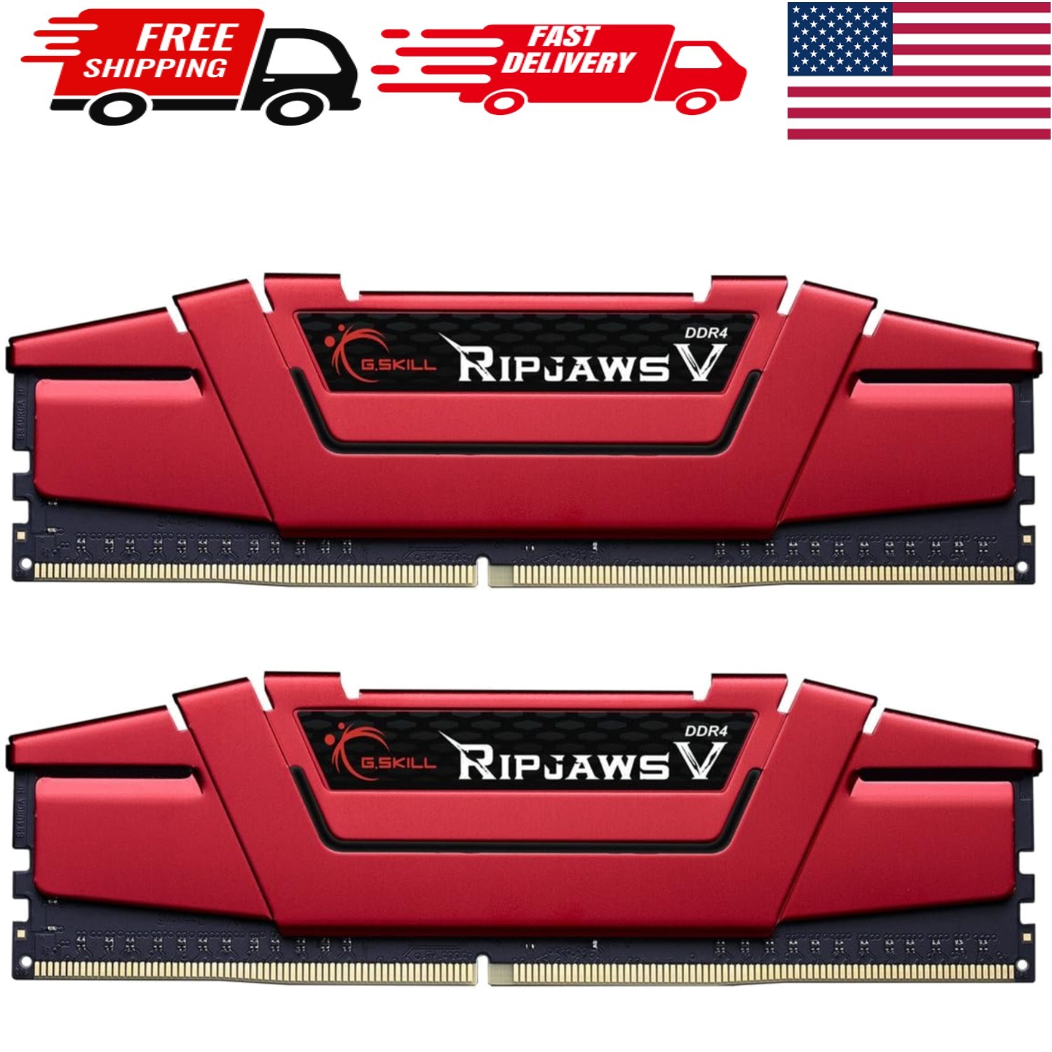 RipjawsV DDR4 16GB (2x8GB) 3200MT/s RAM with Intel XMP – Red U-DIMM