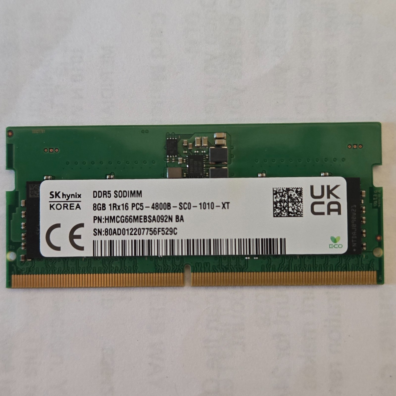 SK Hynix 8GB DDR5 4800MHz PC5-4800B SODIMM Laptop RAM HMCG66MEBSA092N Lenovo OEM