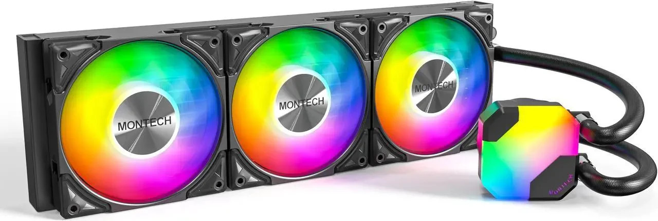 NEW-MONTECH HyperFlow ARGB 360 – AIO CPU Liquid Cooler, Intel & AMD Compatible