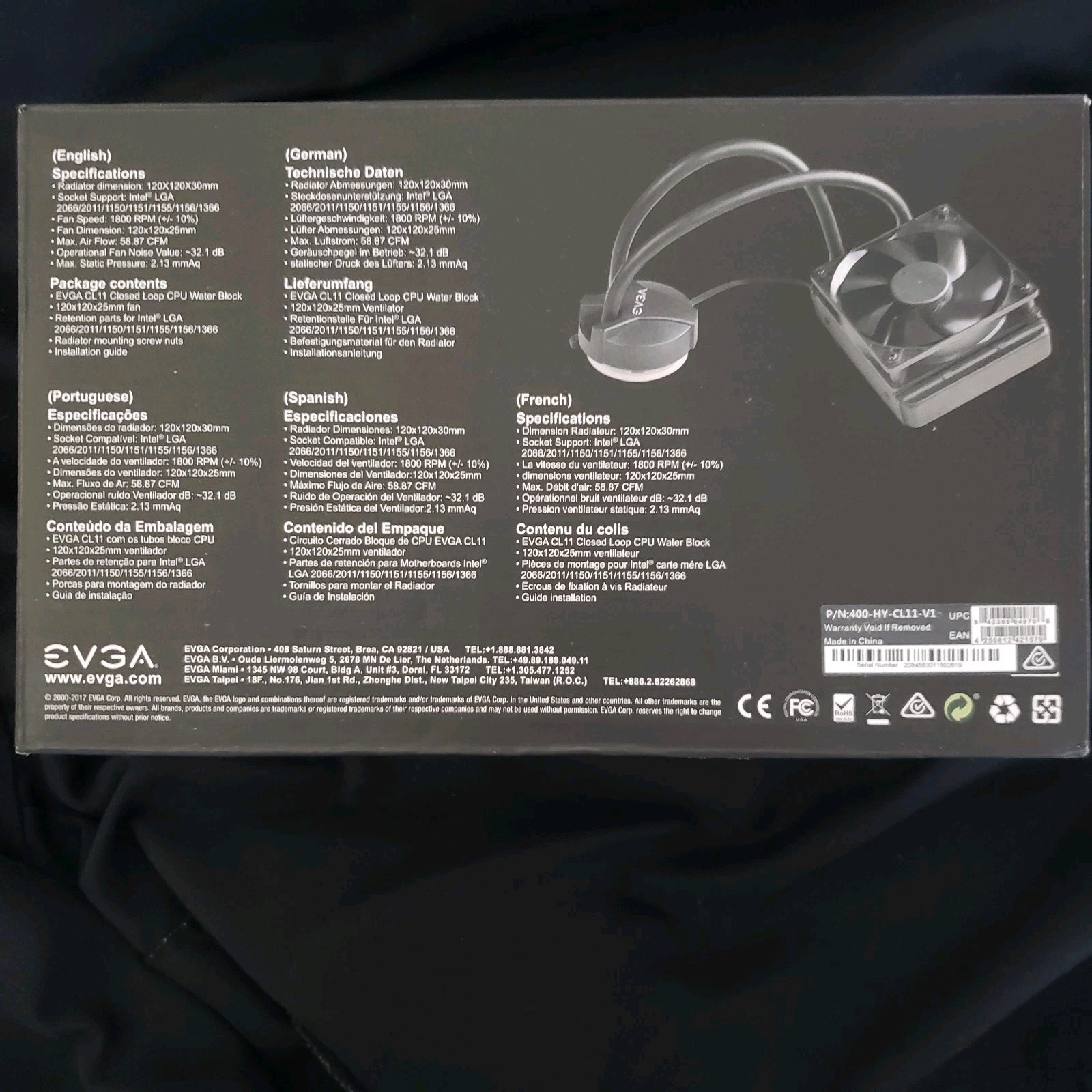 EVGA CL11 Closed Loop Liquid CPU Cooler 120mm AIO Radiator Intel 400-HY-CL11-V1