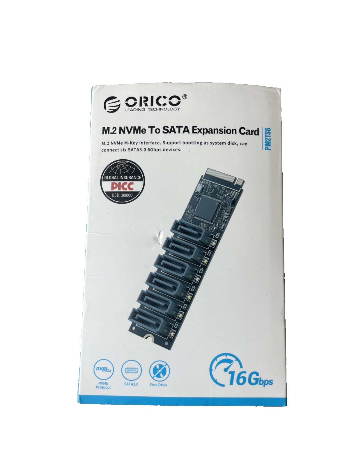 ORICO PCIe Gen3 M.2 M Key to 6 Ports SATA 3.0 Adapter Card 16G Expansion Card