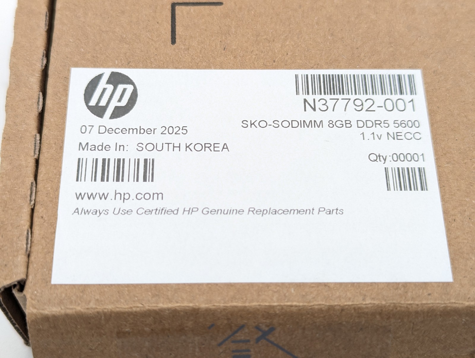 HP SKO-SODIMM 8GB DDR5 PC5-44800 5600MHz Memory Module (N37792-001)