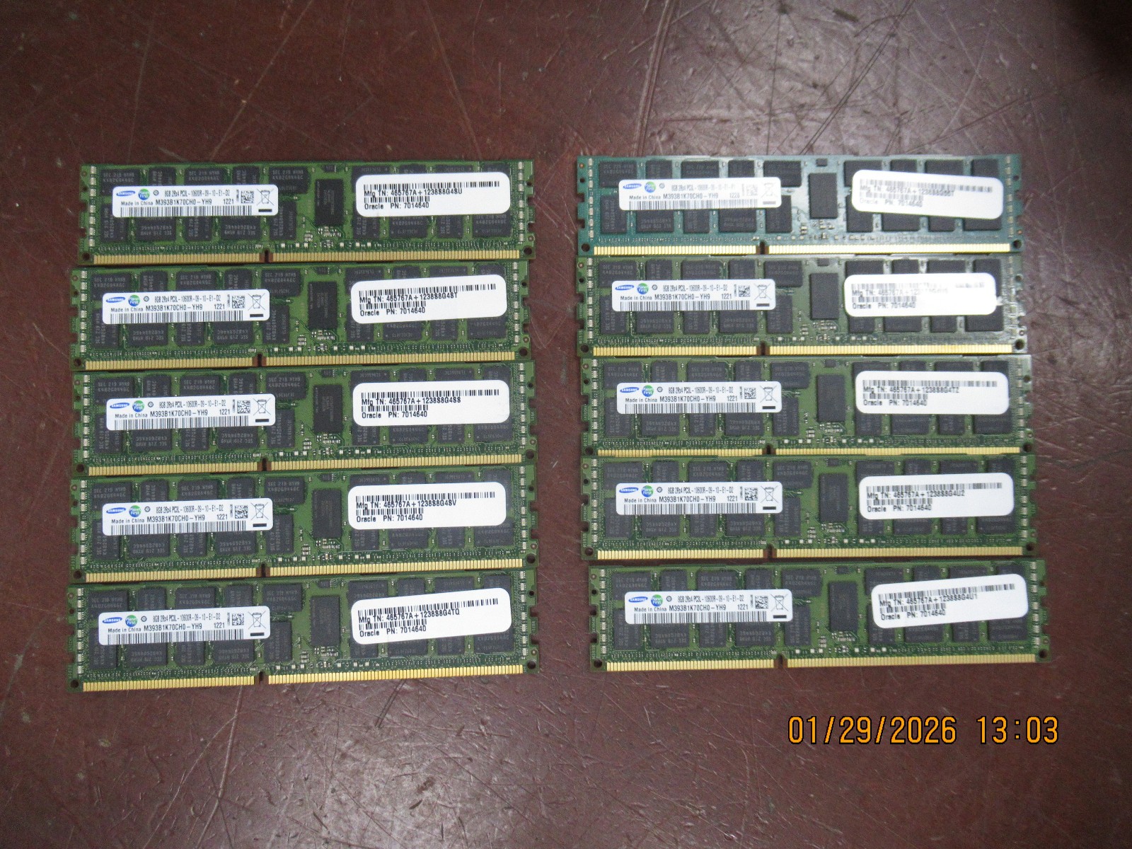 SAMSUNG 10x8GB (80GB) 2Rx4 PC3L 10600R M393B1K70CH0-YH9 ECC Server Memory