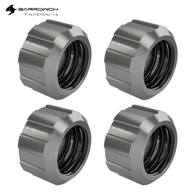 4 Pack BarrowCH Helm G1/4″ Compression Fitting 16mm OD Rigid Tubing Black Nickel