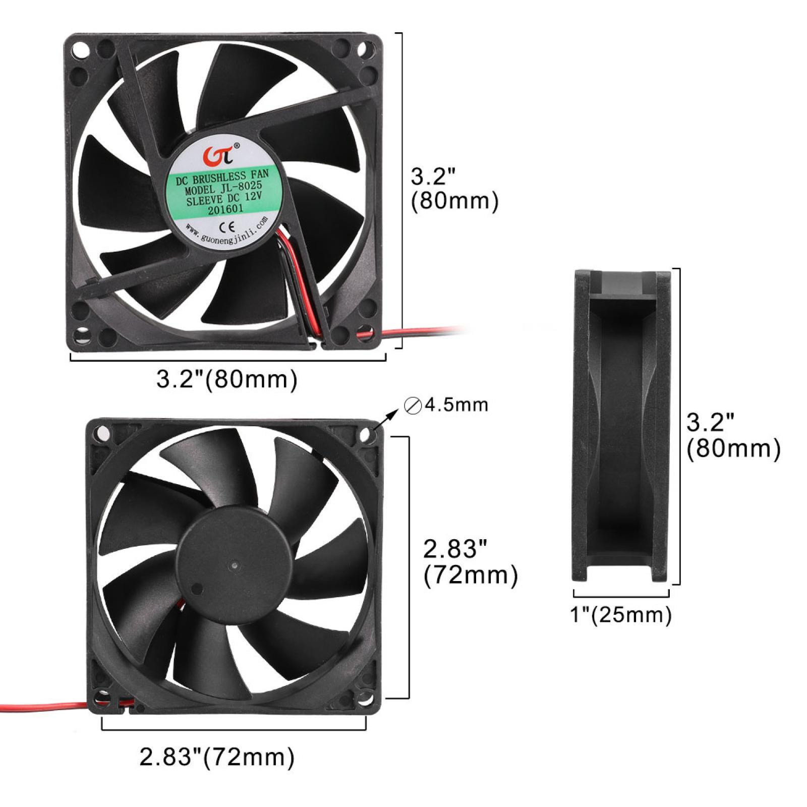 JL-8025 80x80x25mm 12V DC Long Life Sleeve Bearing Computer Case Cooling Fan