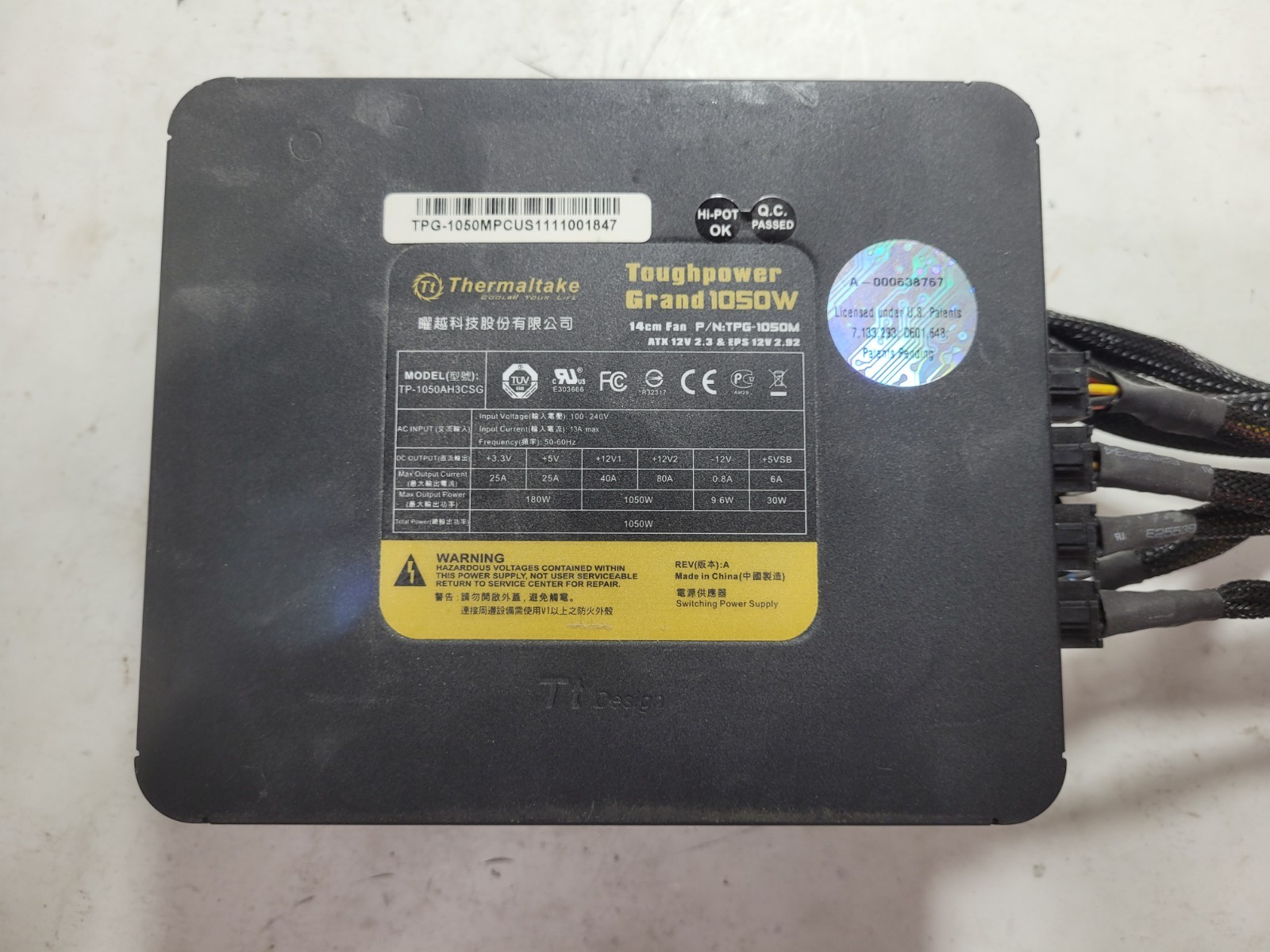 Thermaltake TP-1050AH3CSG ToughPower Grand 1050W Desktop Power Supply #0256