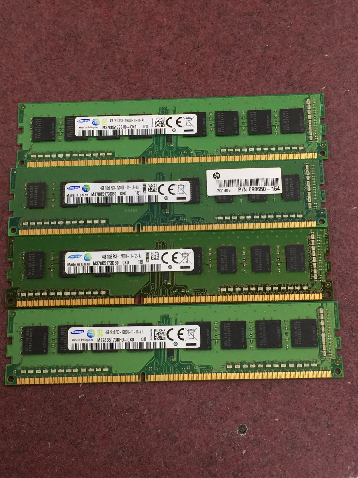 LOT OF 4 SAMSUNG 4GB 1Rx8 PC3-12800U DDR3-1600 Desktop Memory RAM