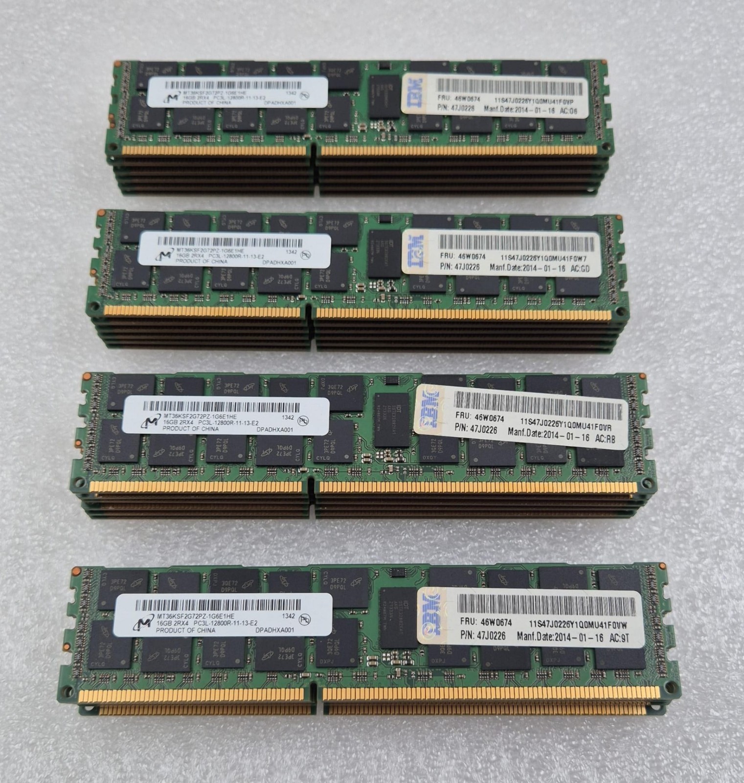 LOT 23- Micron 16GB 2RX4 PC3L-12800R MT36KSF2G72PZ-1G6E1HE SERVER MEMORY RAM IBM