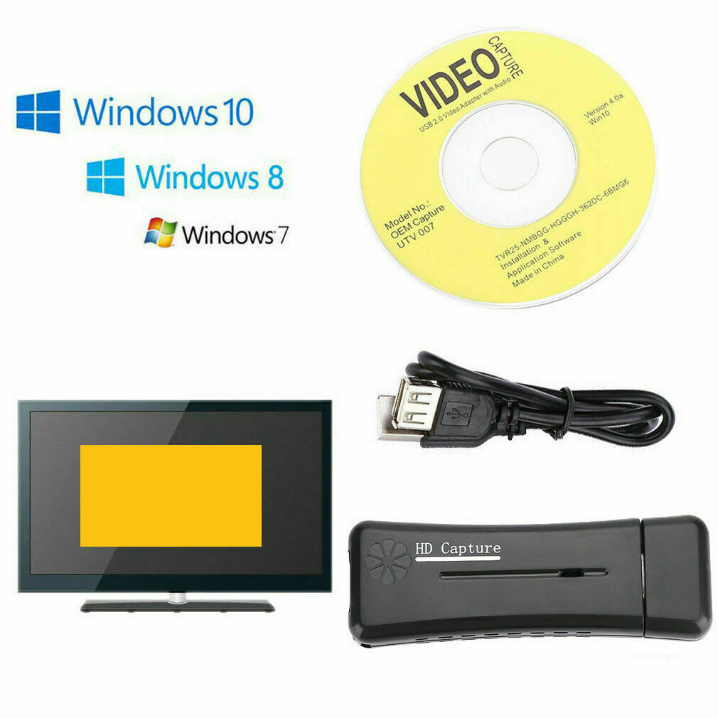USB 2.0 HD Video Capture Card Plug And Play MPEG 1/2/4 Video Recording NEW