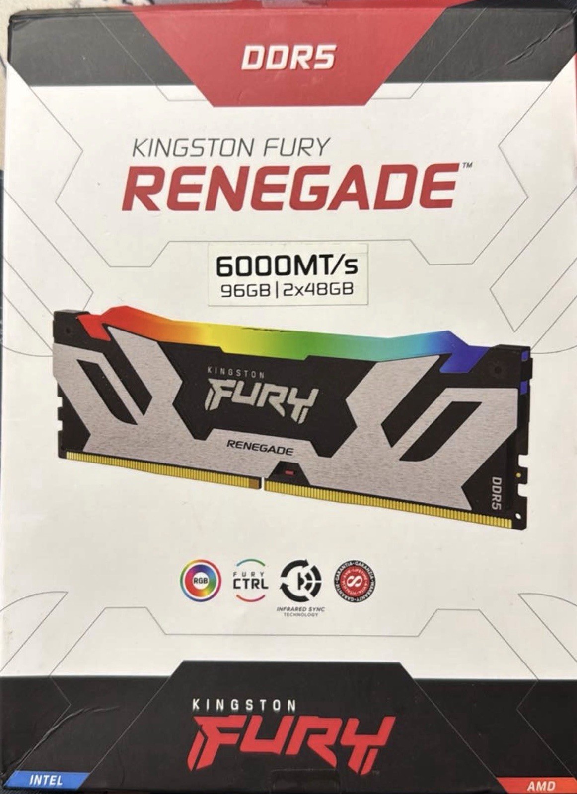 Kingston FURY Renegade DDR5 96GB (2x48GB) 6000MT/s RGB DIMM 288-Pin