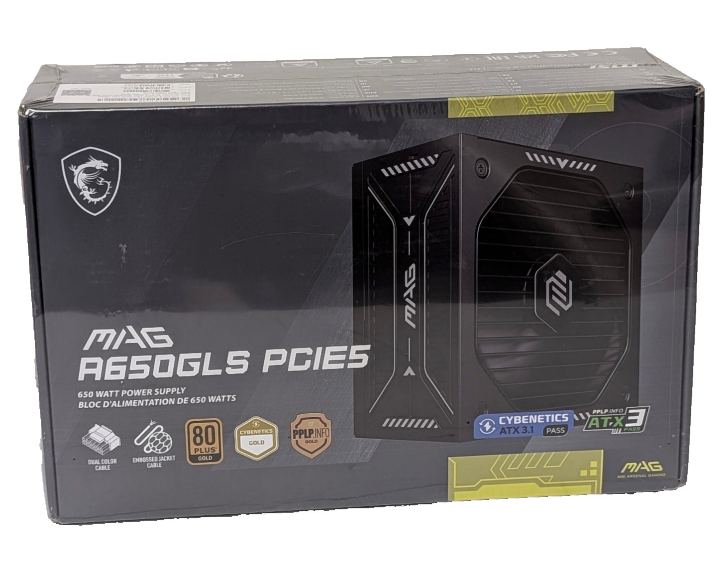 MSI MAG A650GLS PCIe 5 Power Supply 650W Fully Modular ATX 3.1 PSU