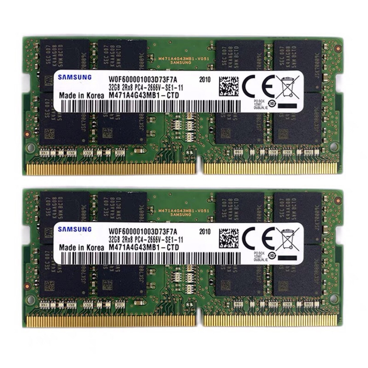 Samsung 64GB (2X32GB) DDR4 2666MHz PC4-21300 SODIMM Memory Ram M471A4G43MB1-CTD