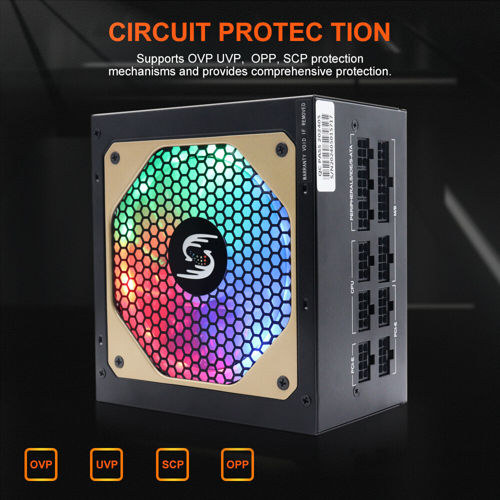 Full Modular 750W Power Supply Standard ATX Gaming PSU, 110V-2220V, Active PFC